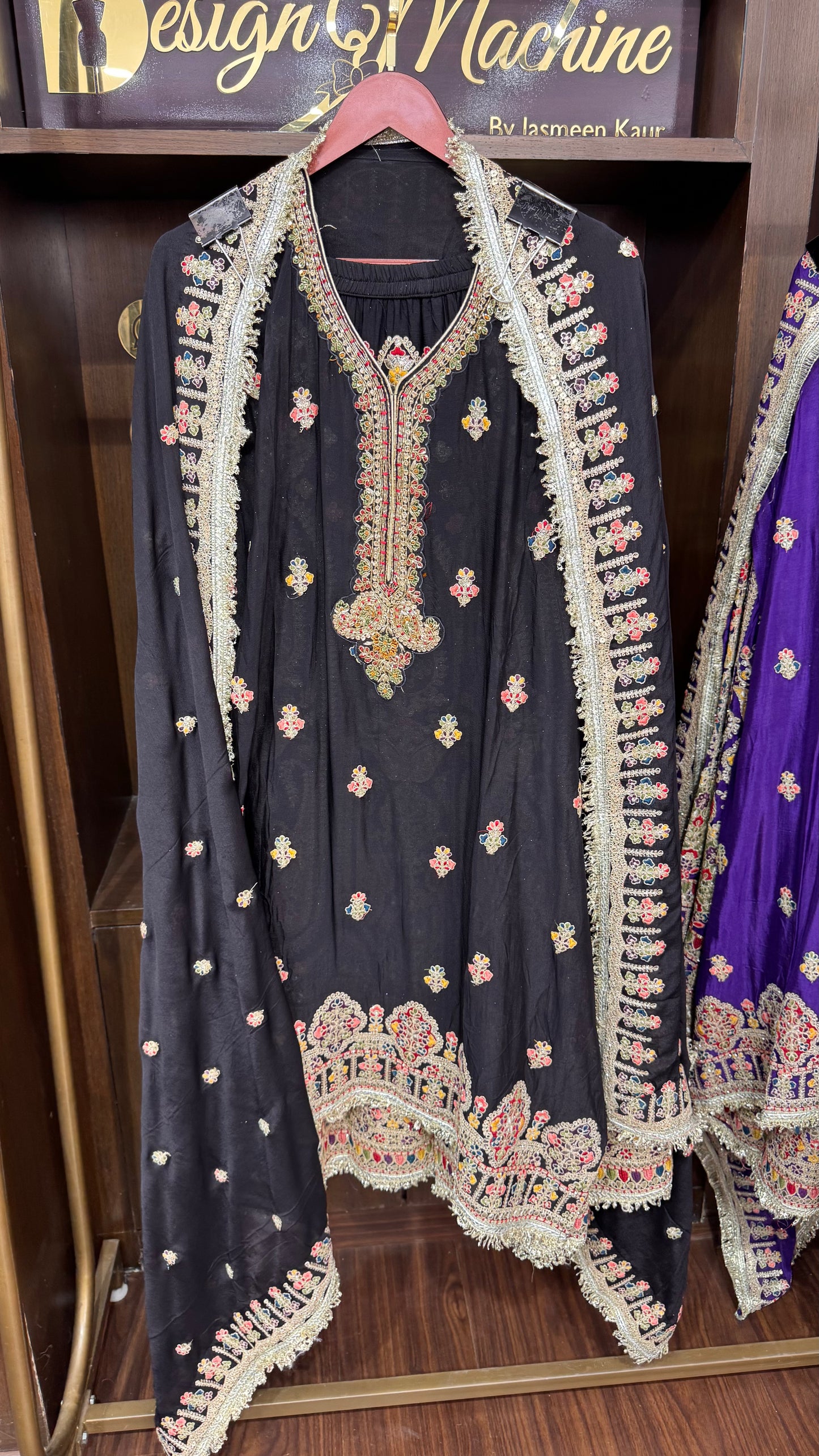 Avelira (Pure Crepe Chinnon Semi-stitch Sharara Suit)