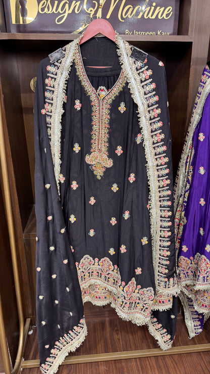 Avelira (Pure Crepe Chinnon Semi-stitch Sharara Suit)