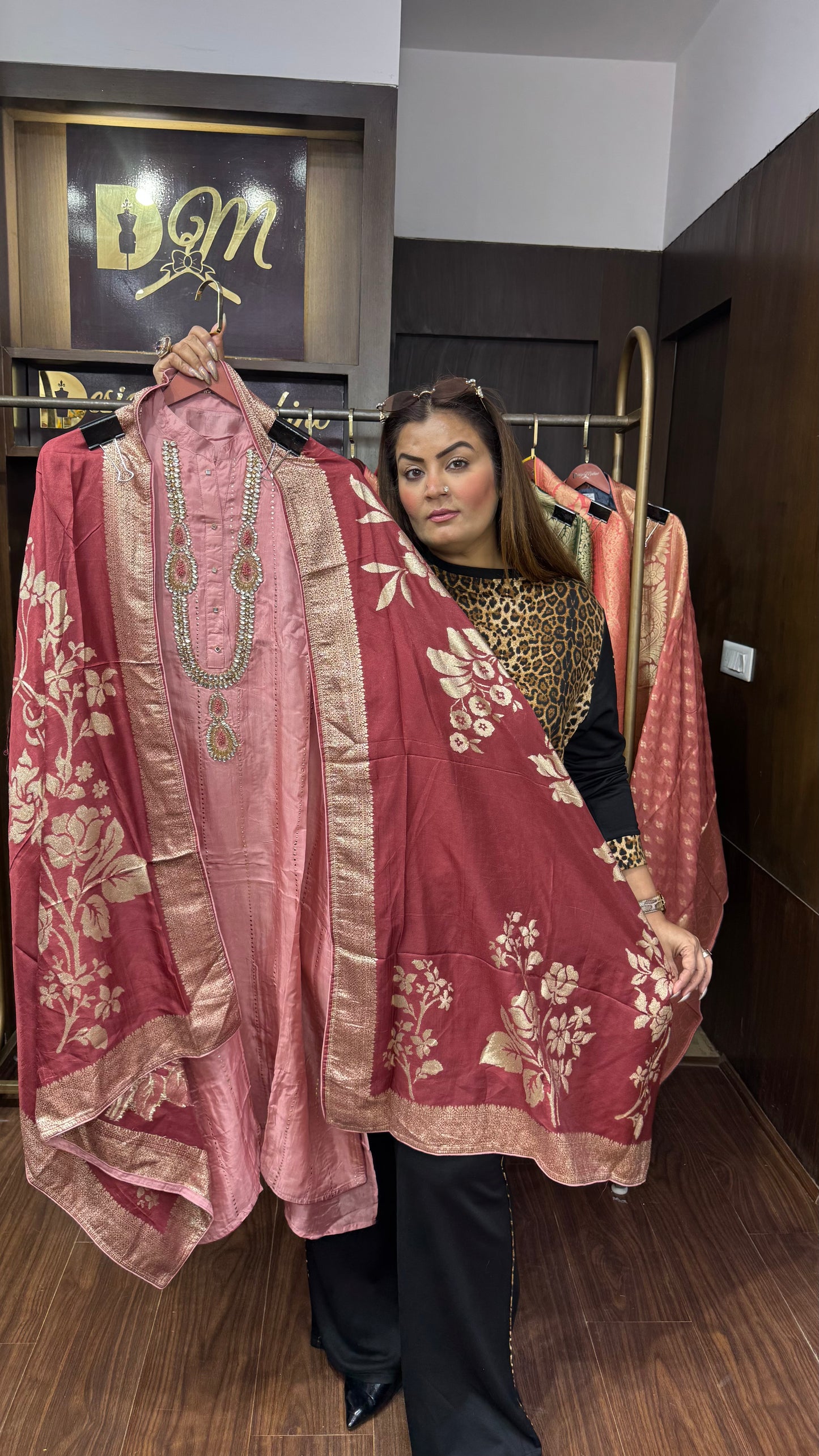 Cotton Silk Fabric Banarasi Dupatta With (Unstitch Suit)