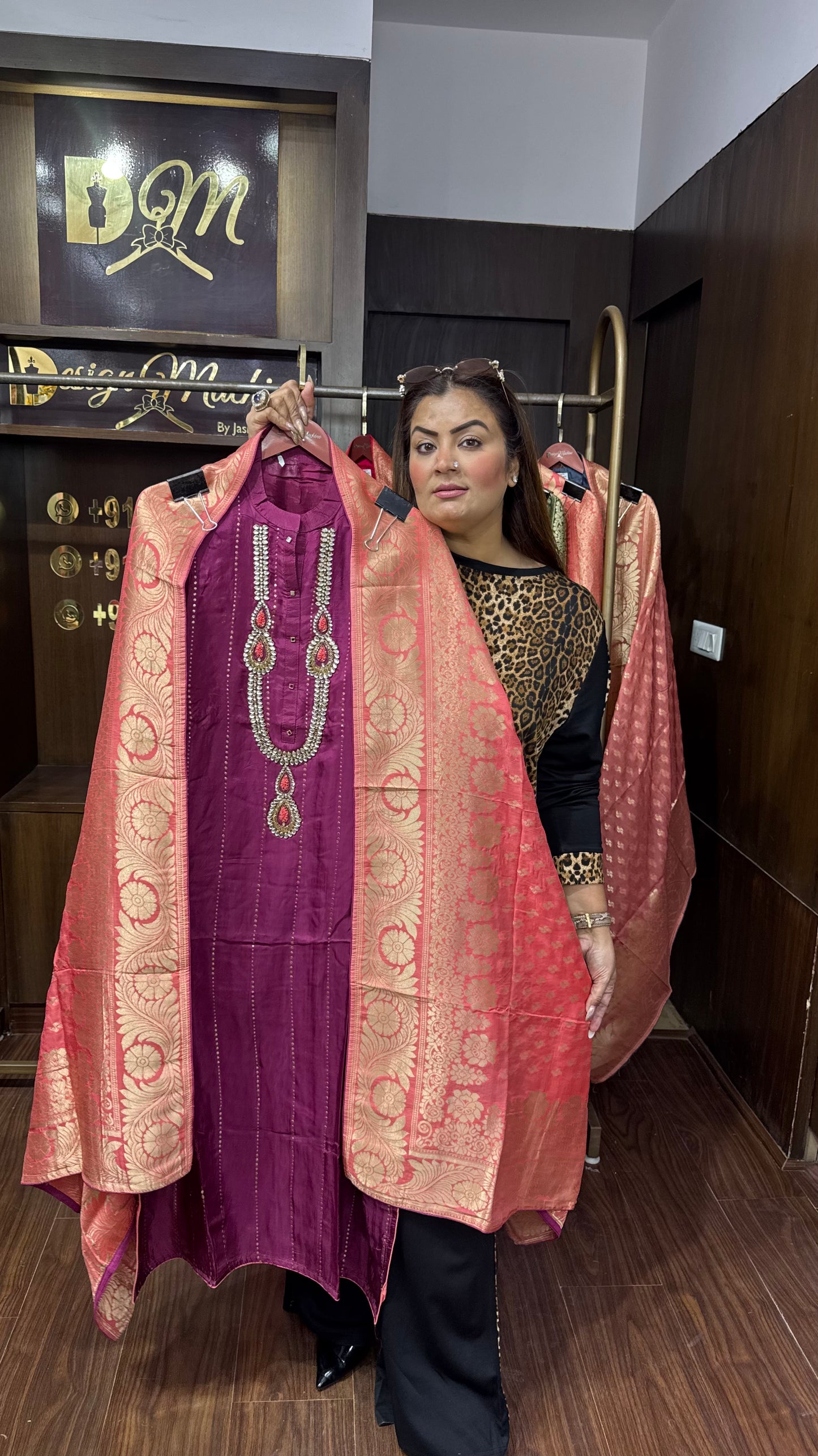 Cotton Silk Fabric Banarasi Dupatta With (Unstitch Suit)