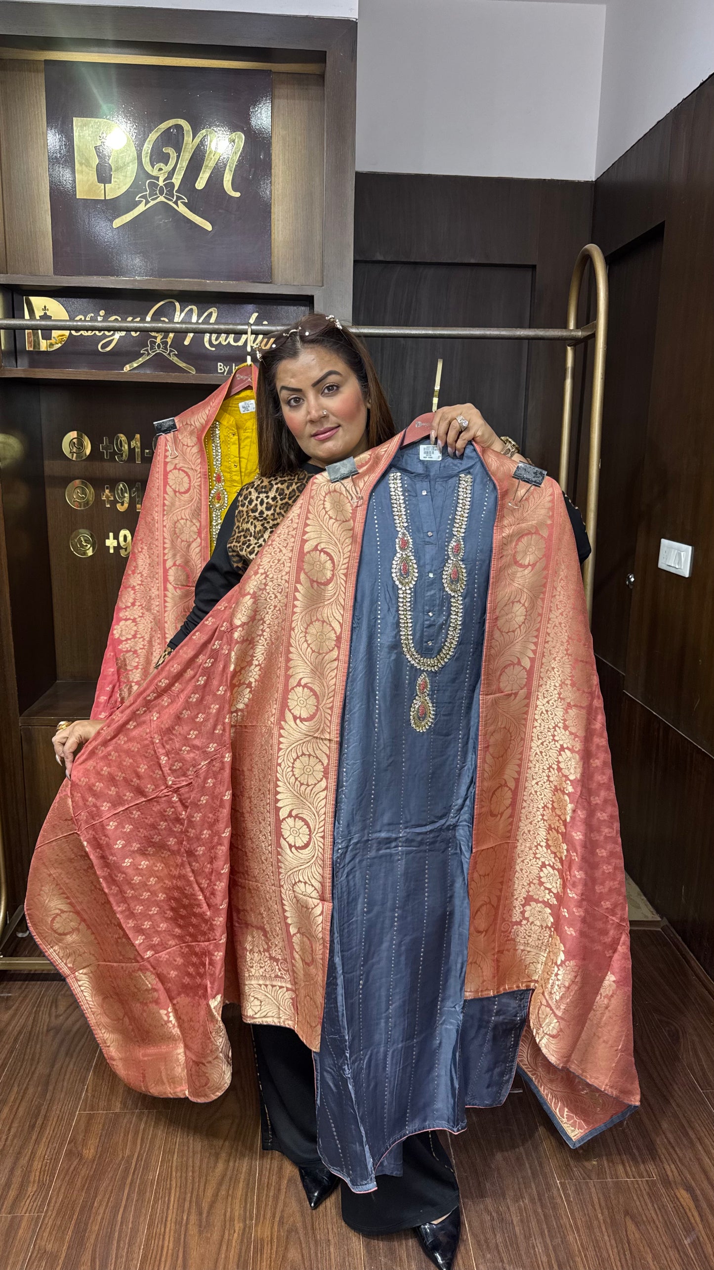 Cotton Silk Fabric Banarasi Dupatta With (Unstitch Suit)