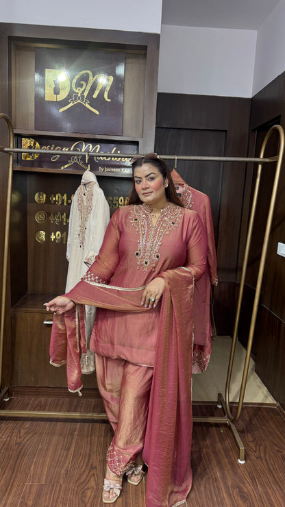 Elegant Glass Tissue Farshi Salwar Suit