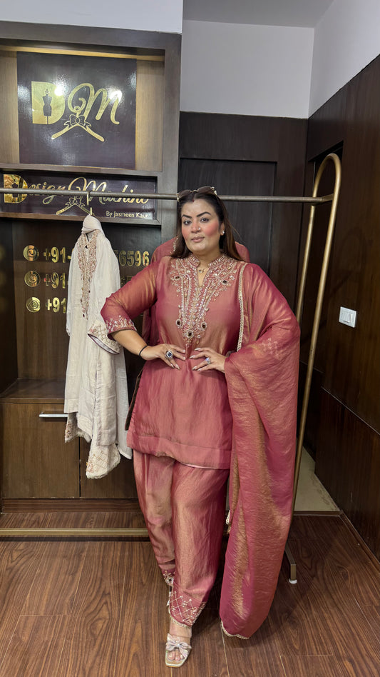 Elegant Glass Tissue Farshi Salwar Suit