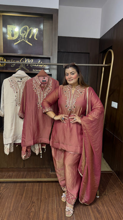 Elegant Glass Tissue Farshi Salwar Suit