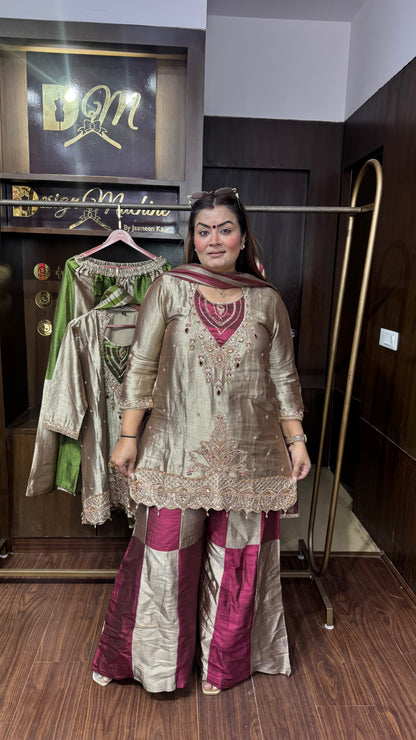 Beautiful Ziraf Tissue Sharara Suit