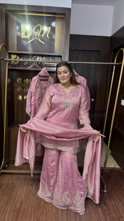 Elegant Glass Tissue Sharara Suit