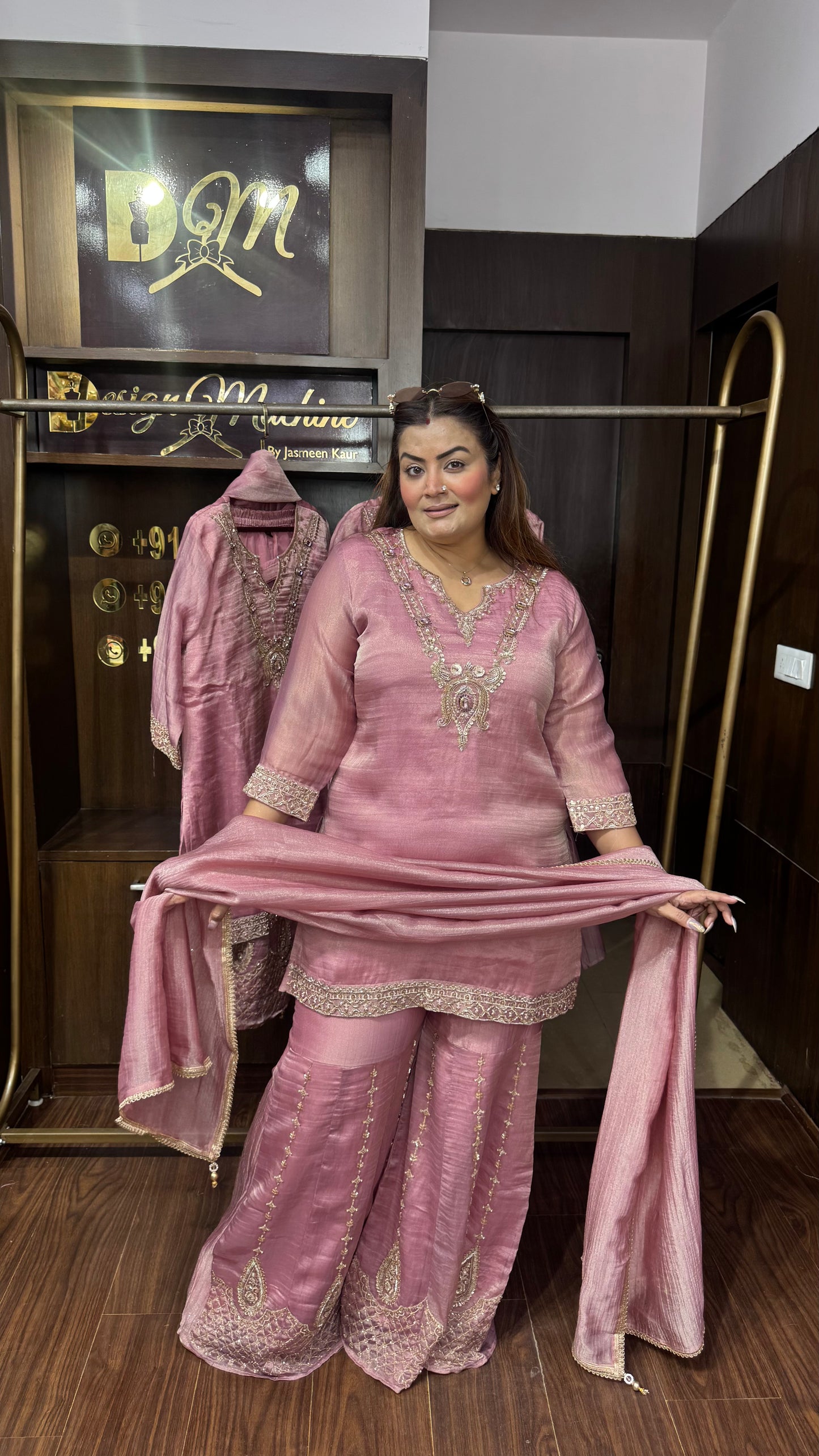 Elegant Glass Tissue Sharara Suit
