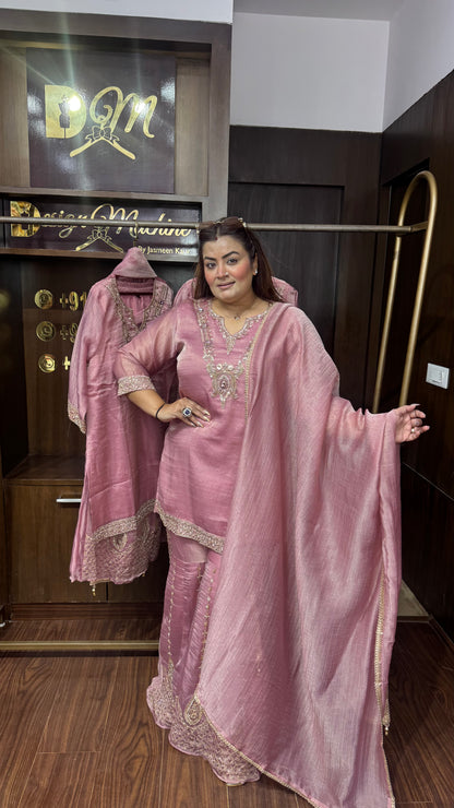 Elegant Glass Tissue Sharara Suit