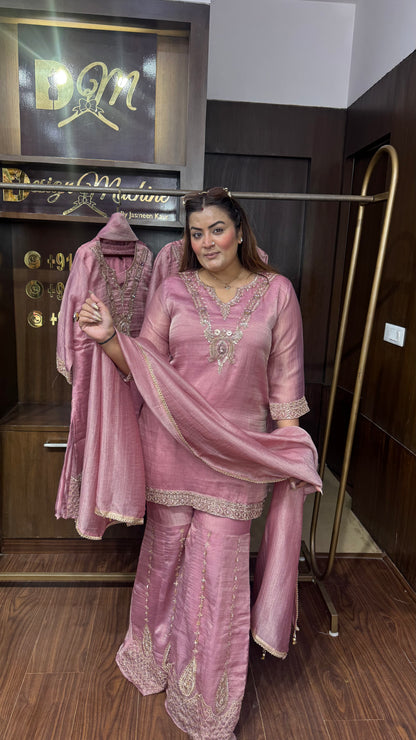Elegant Glass Tissue Sharara Suit