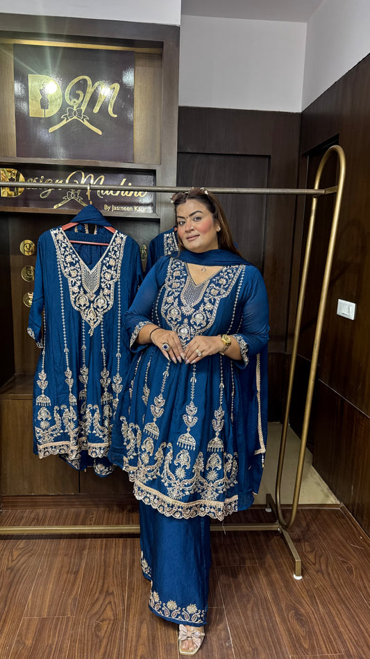 Royal Pure Chunon Crepe Anarkali Suit