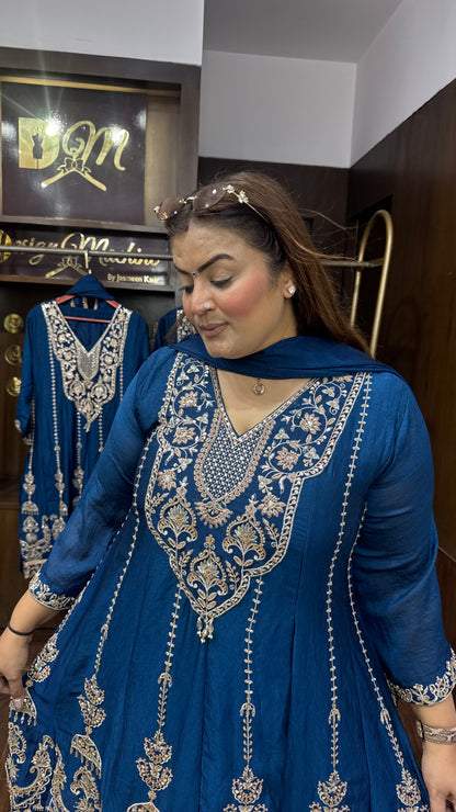 Royal Pure Chunon Crepe Anarkali Suit