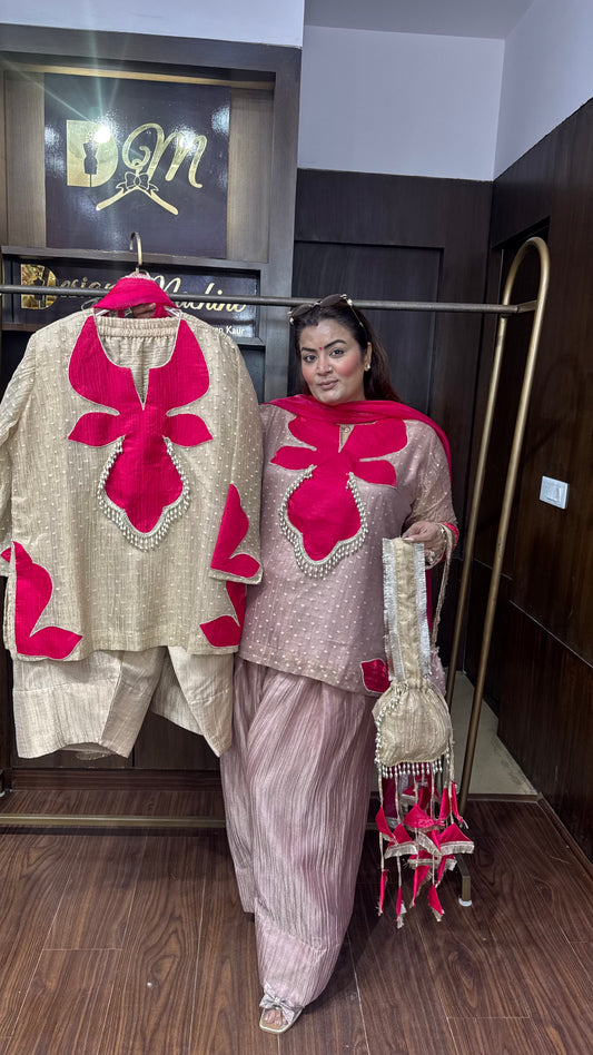 Beautiful Glass Tissue Farshi Salwar Suit with Potli