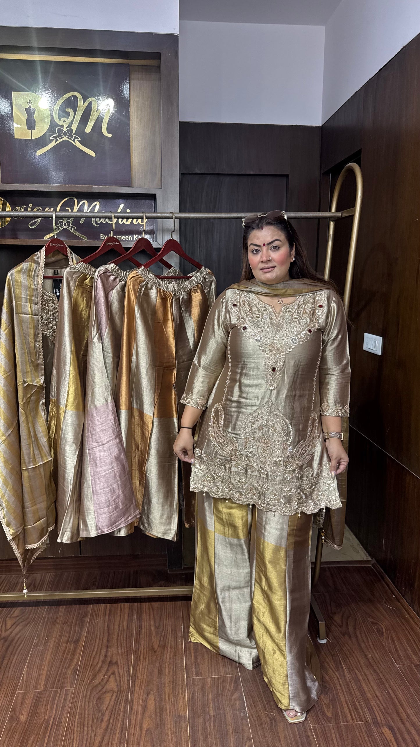 Elegant Glass Tissue Sharara Suit