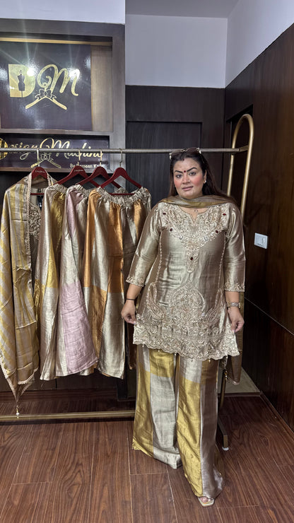 Elegant Glass Tissue Sharara Suit