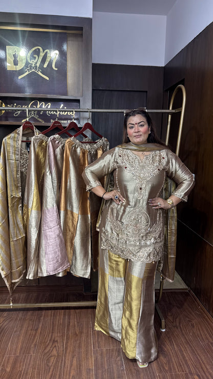 Elegant Glass Tissue Sharara Suit