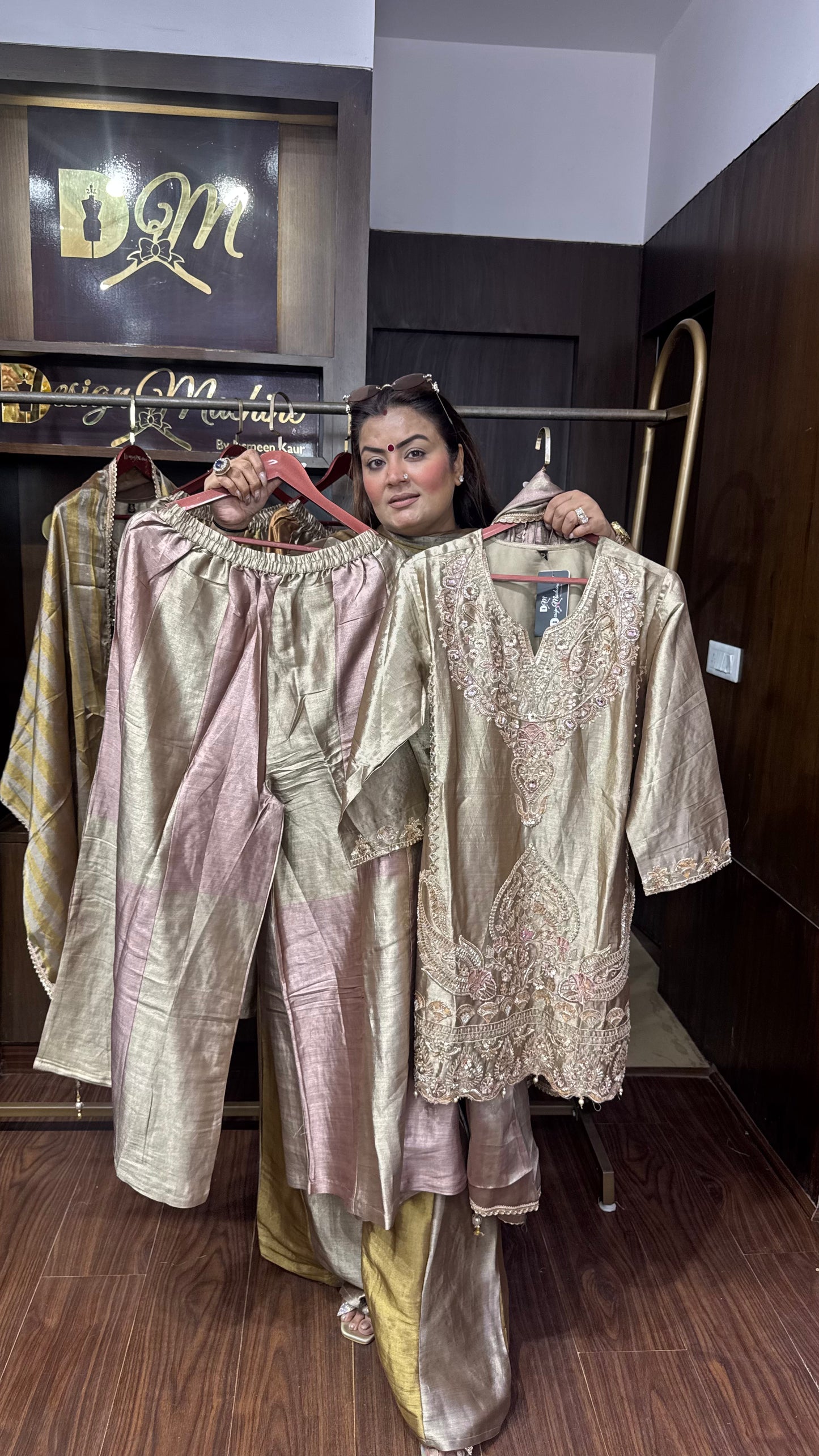 Elegant Glass Tissue Sharara Suit