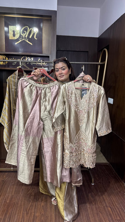Elegant Glass Tissue Sharara Suit