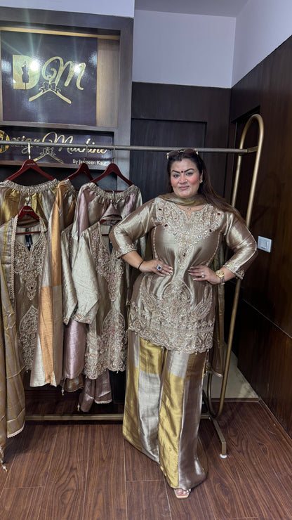 Elegant Glass Tissue Sharara Suit