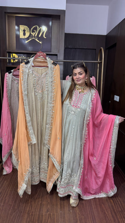 Zythera (Pure Chinnon Long Anarkali Suit)