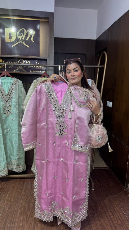 Elegant Brocade Phiran with Pant & Potli