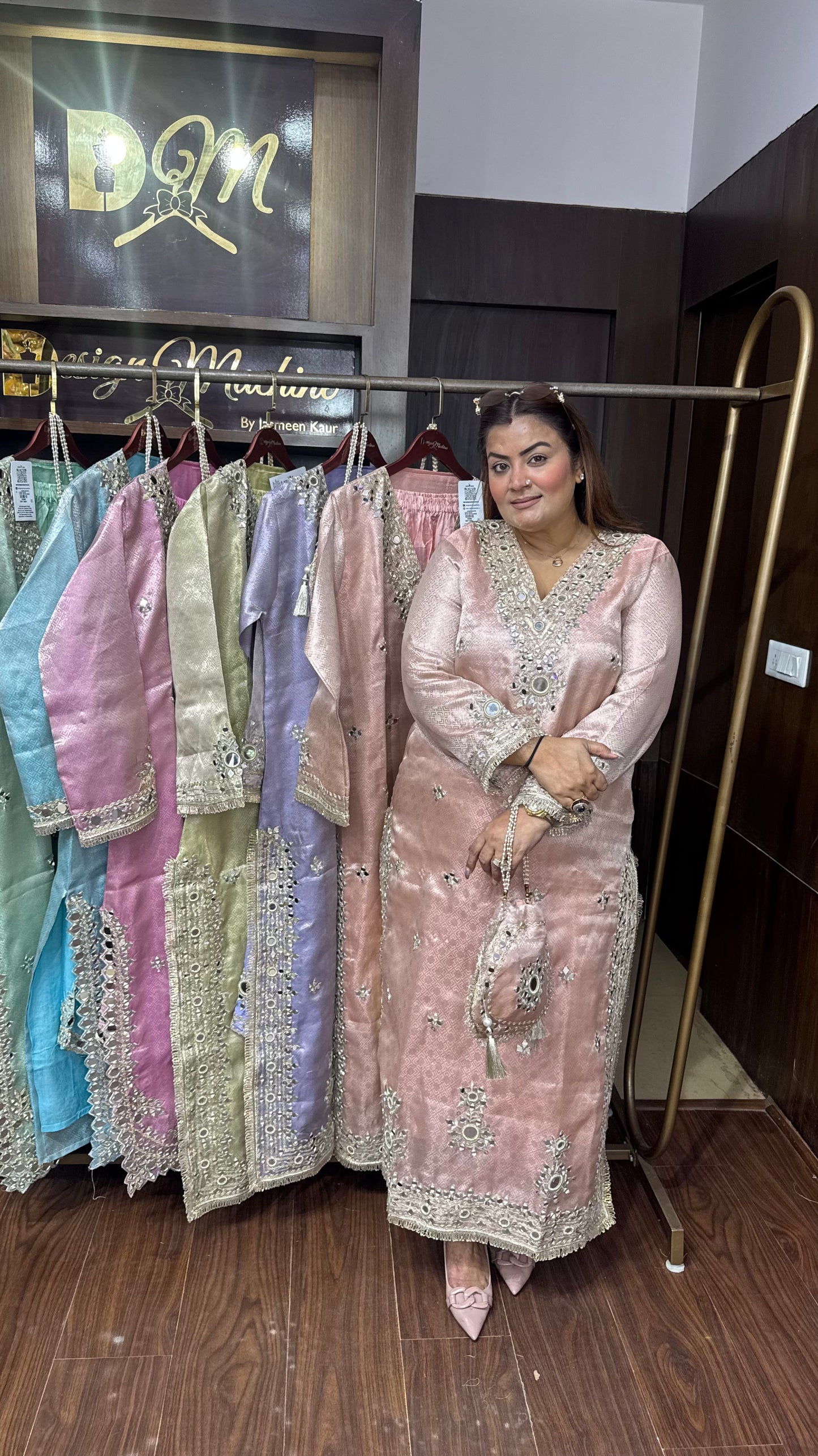 Elegant Brocade Phiran with Pant & Potli
