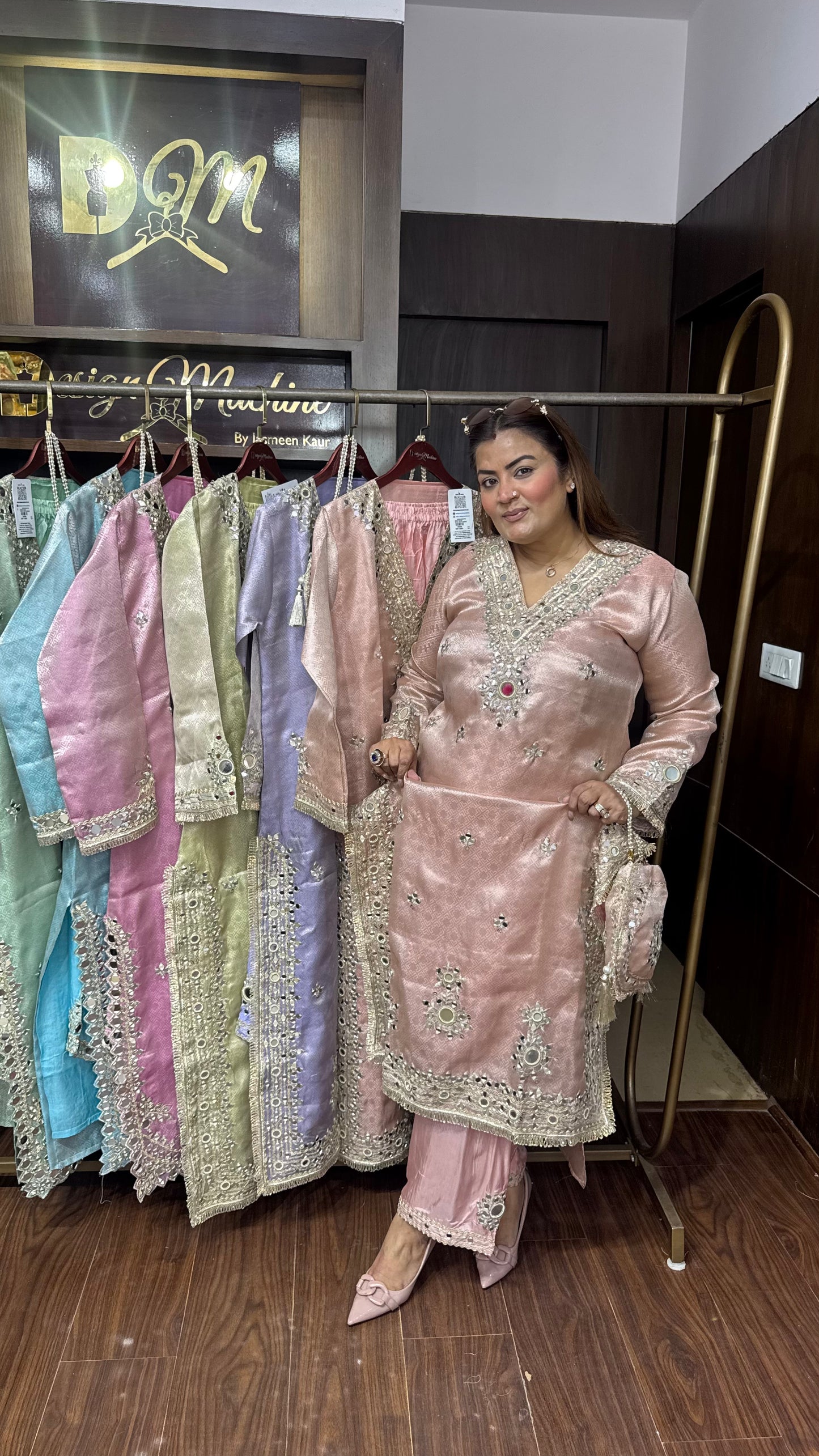 Elegant Brocade Phiran with Pant & Potli
