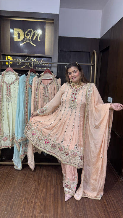 Norvya (Pure Chinnon Short Anarkali Suit)