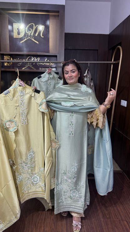 Elegant Ziraff Tissue Unstitched Suit