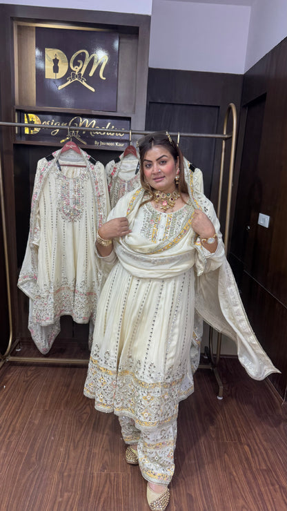 Elovique (Pure Chinnon Short Anarkali Suit)