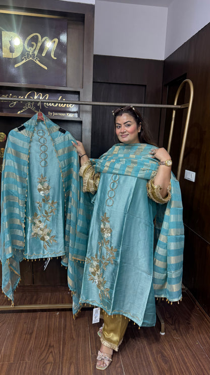 Elegant Ziraff Tissue Unstitched Suit