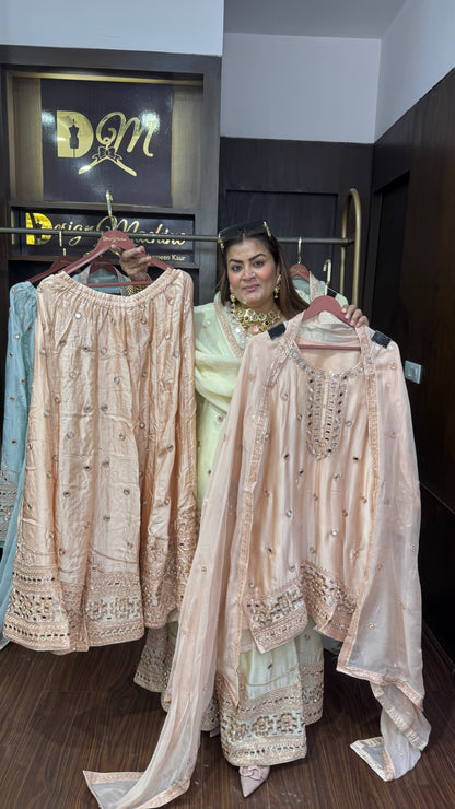 Velunis (Pure Chinnon Sharara Suit)