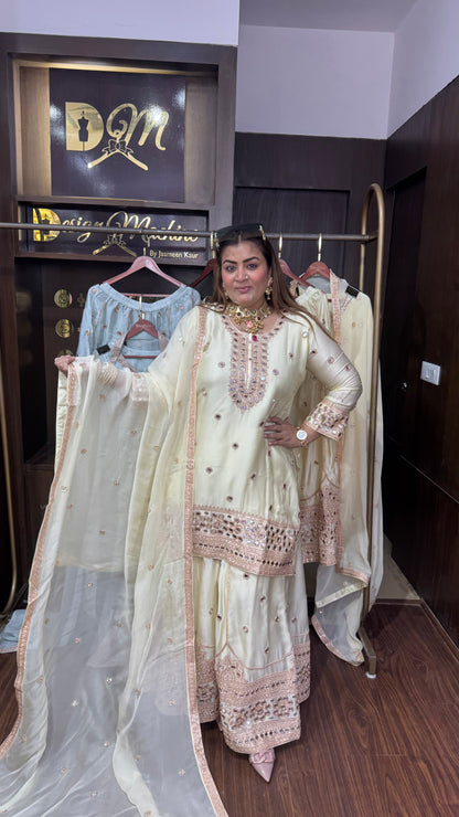 Velunis (Pure Chinnon Sharara Suit)