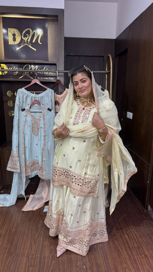Velunis (Pure Chinnon Sharara Suit)