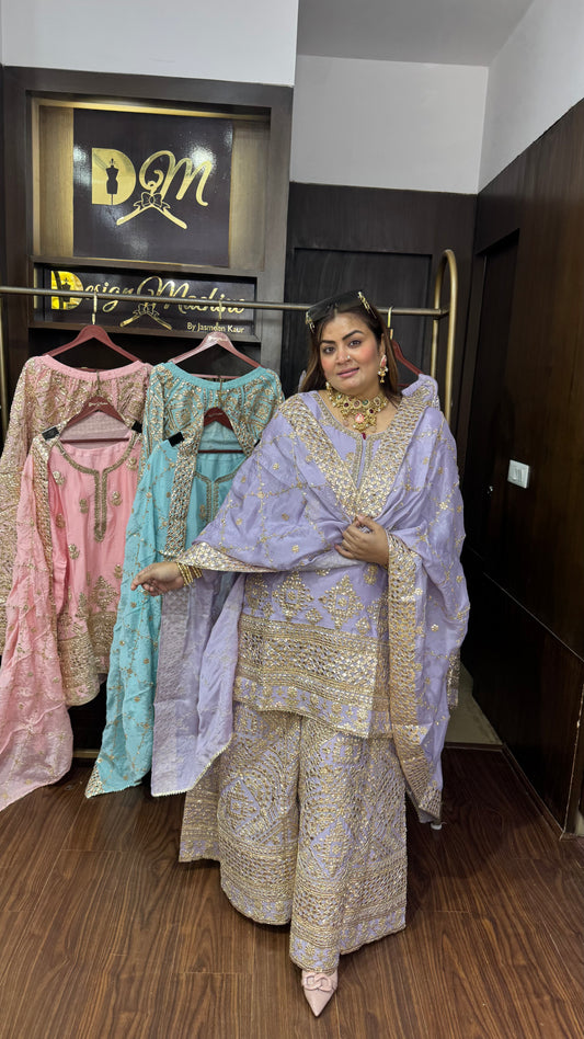 Rovenya (Pure Chinnon Sharara Suit)