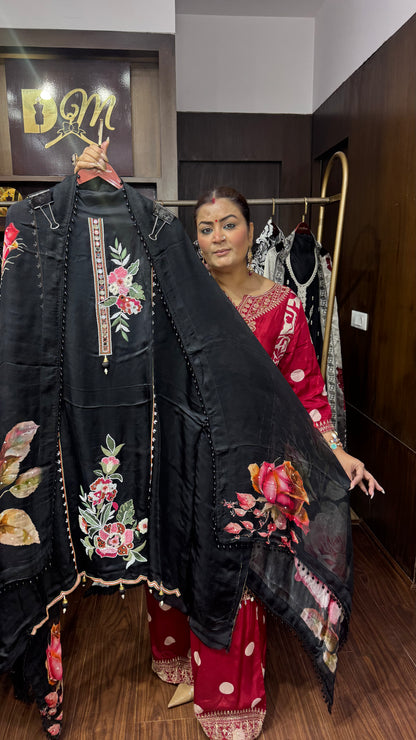 Meher Pure Crepe Unstitched Suit