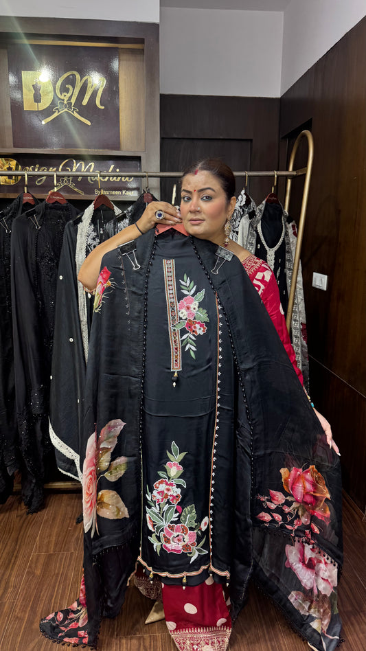 Meher Pure Crepe Unstitched Suit