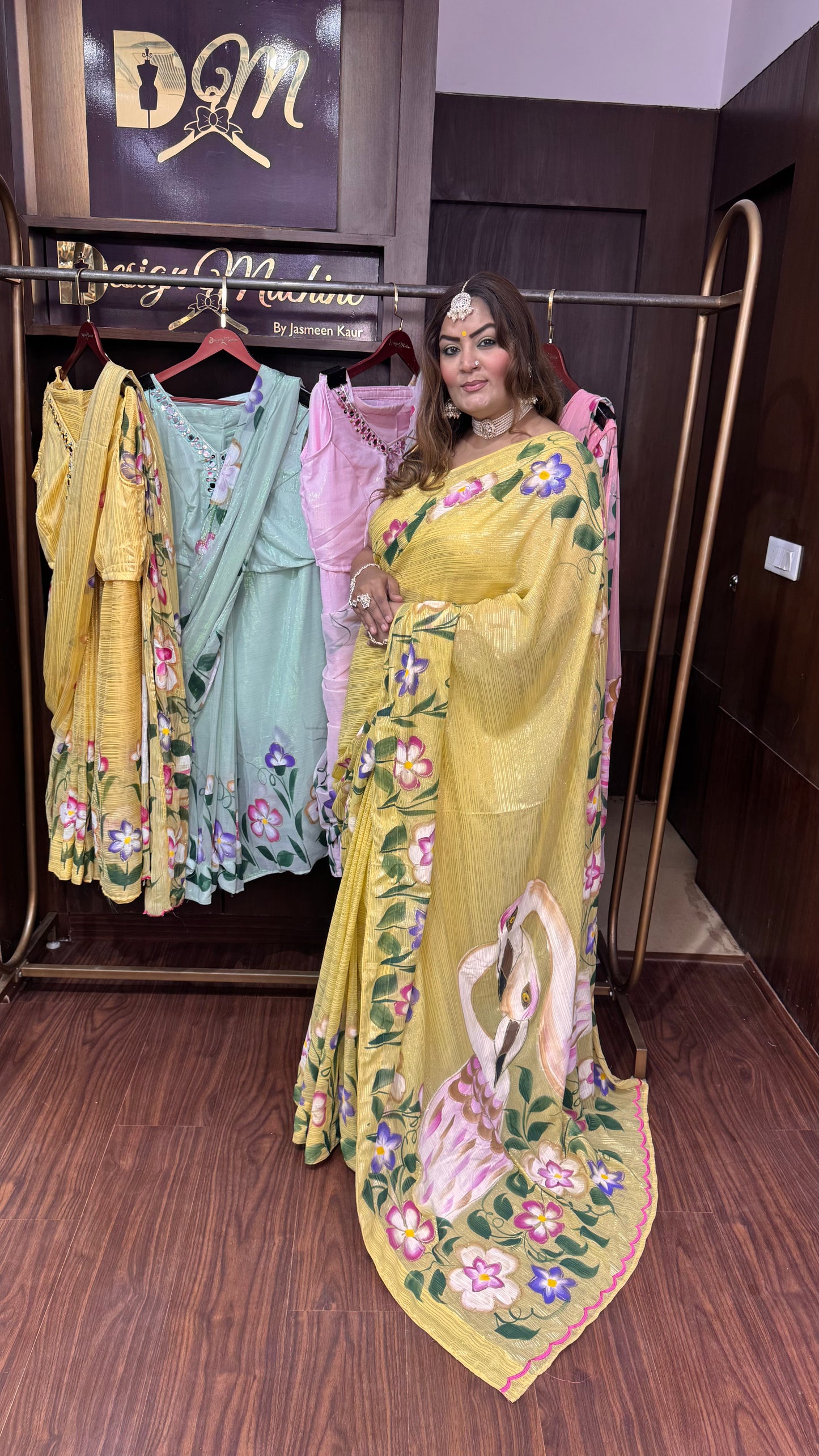 Zevaya (Soft Glass Tissue Fabric Handprint Saree)