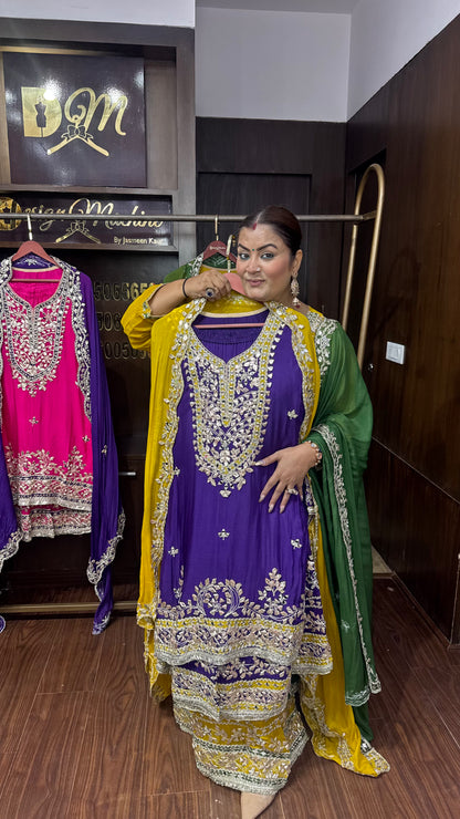 Ridha Pure Chinnon (Sharara Suit)