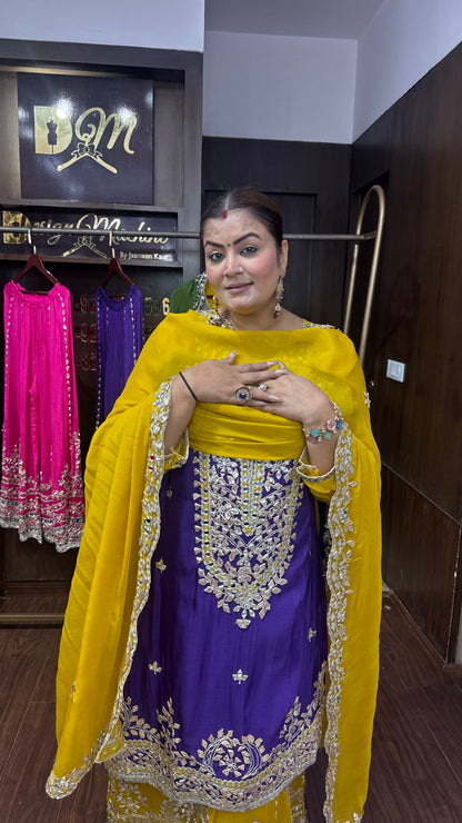 Ridha Pure Chinnon (Sharara Suit)