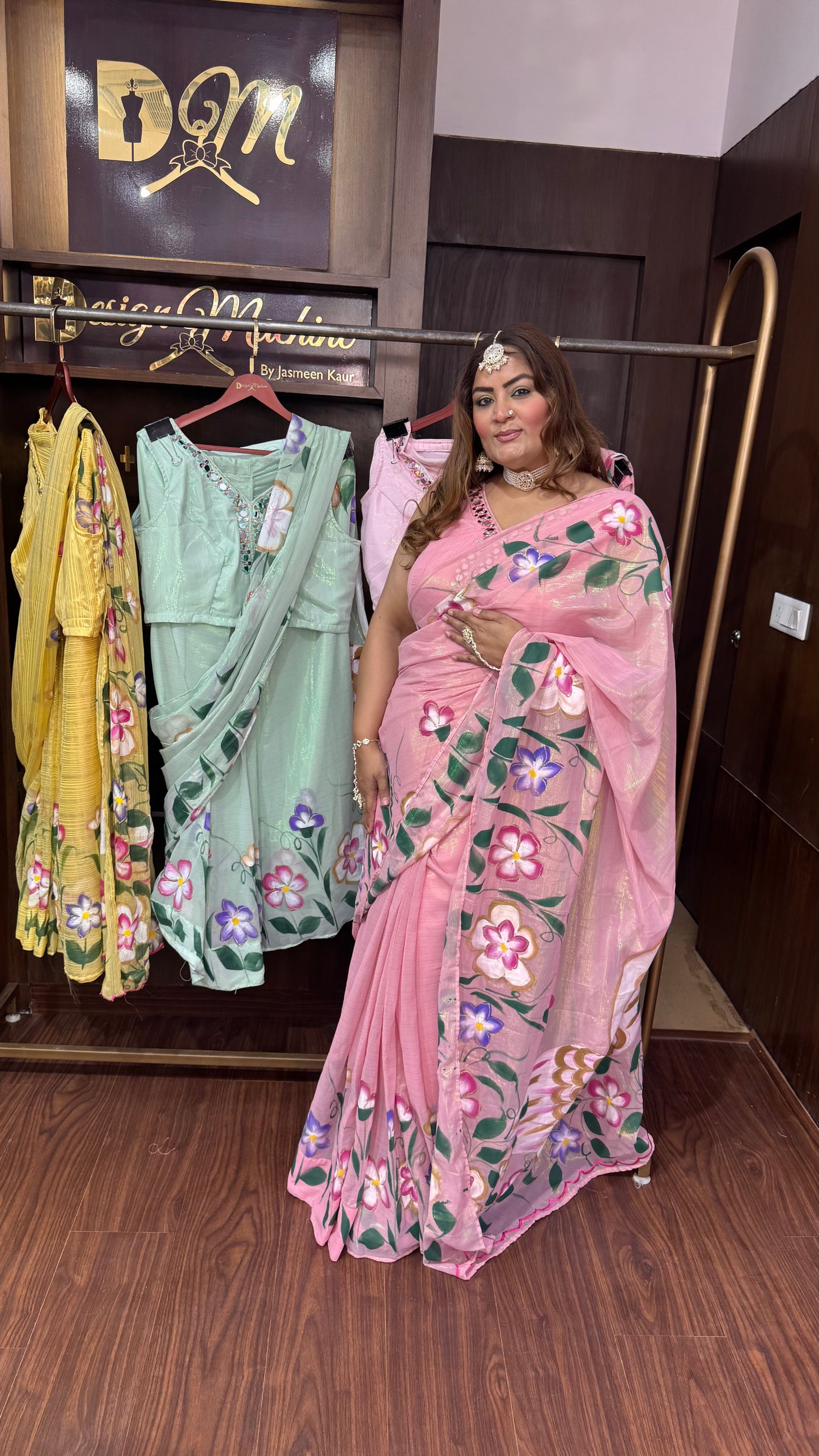 Zevaya (Soft Glass Tissue Fabric Handprint Saree)