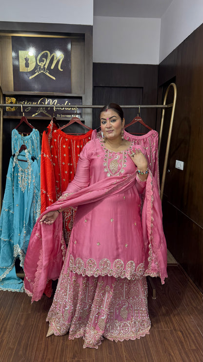 Beautiful Pure Chinnon Stitched Suit
