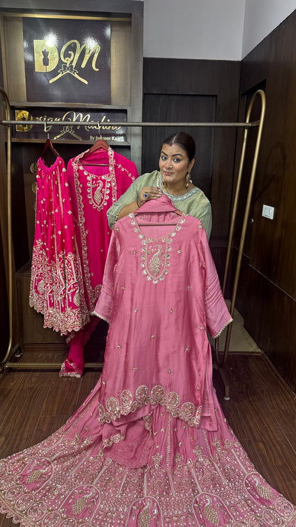 Beautiful Pure Chinnon Stitched Suit