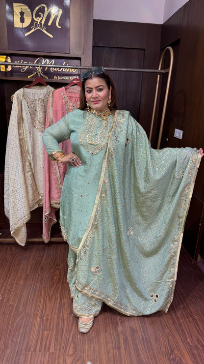 Azelra (Pure Chinnon Crepe Sharara Suit)