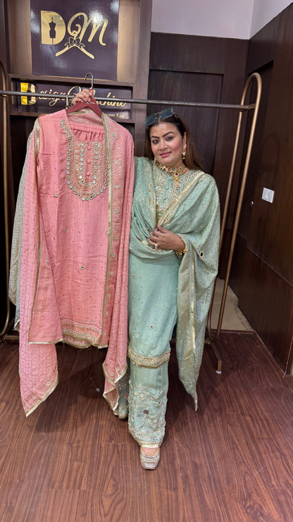 Azelra (Pure Chinnon Crepe Sharara Suit)