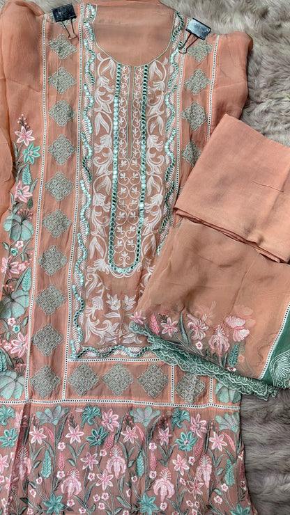 Organza Tissue Unstitched Suit