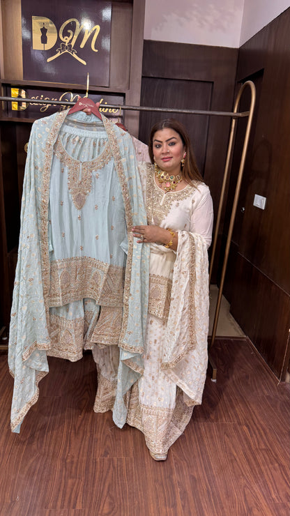 Meraya (Pure Chinnon Crepe Sharara Suit)