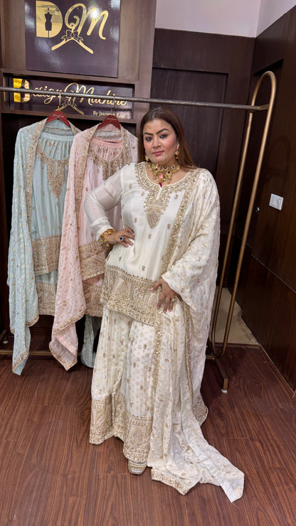 Meraya (Pure Chinnon Crepe Sharara Suit)