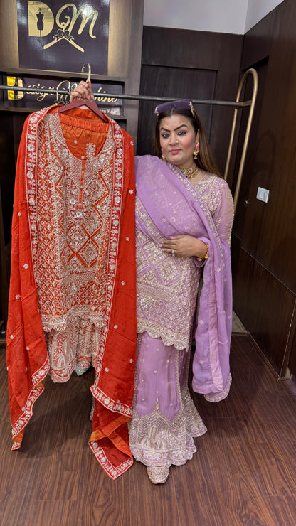 Veloura (Pure chinnon Crepe Sharara Suit)