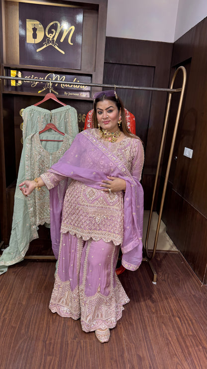 Veloura (Pure chinnon Crepe Sharara Suit)
