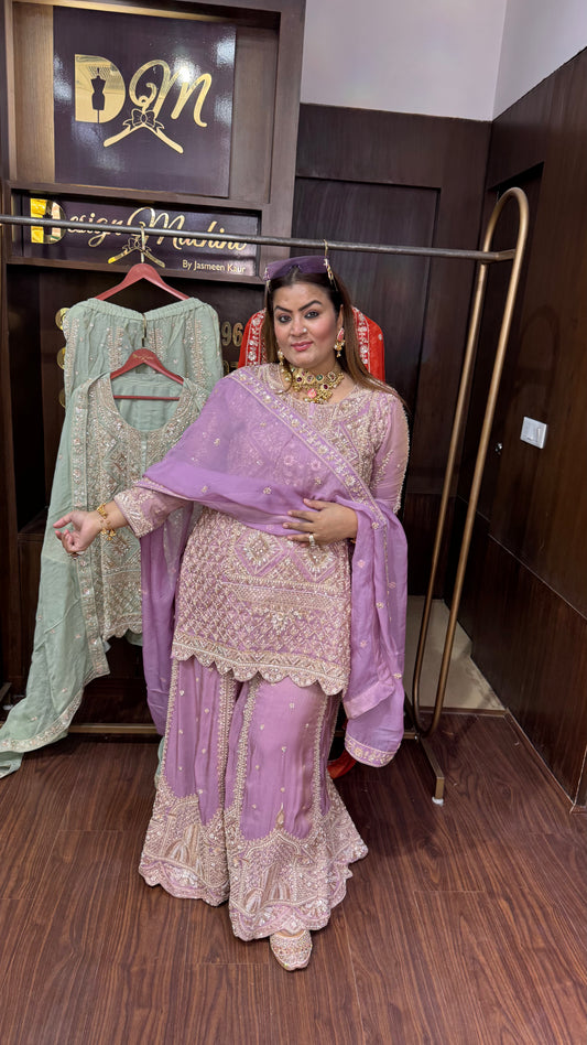 Veloura (Pure chinnon Crepe Sharara Suit)